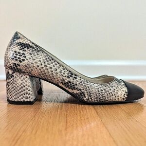 Cole Haan Snakeskin Patterned Block Heel Pumps